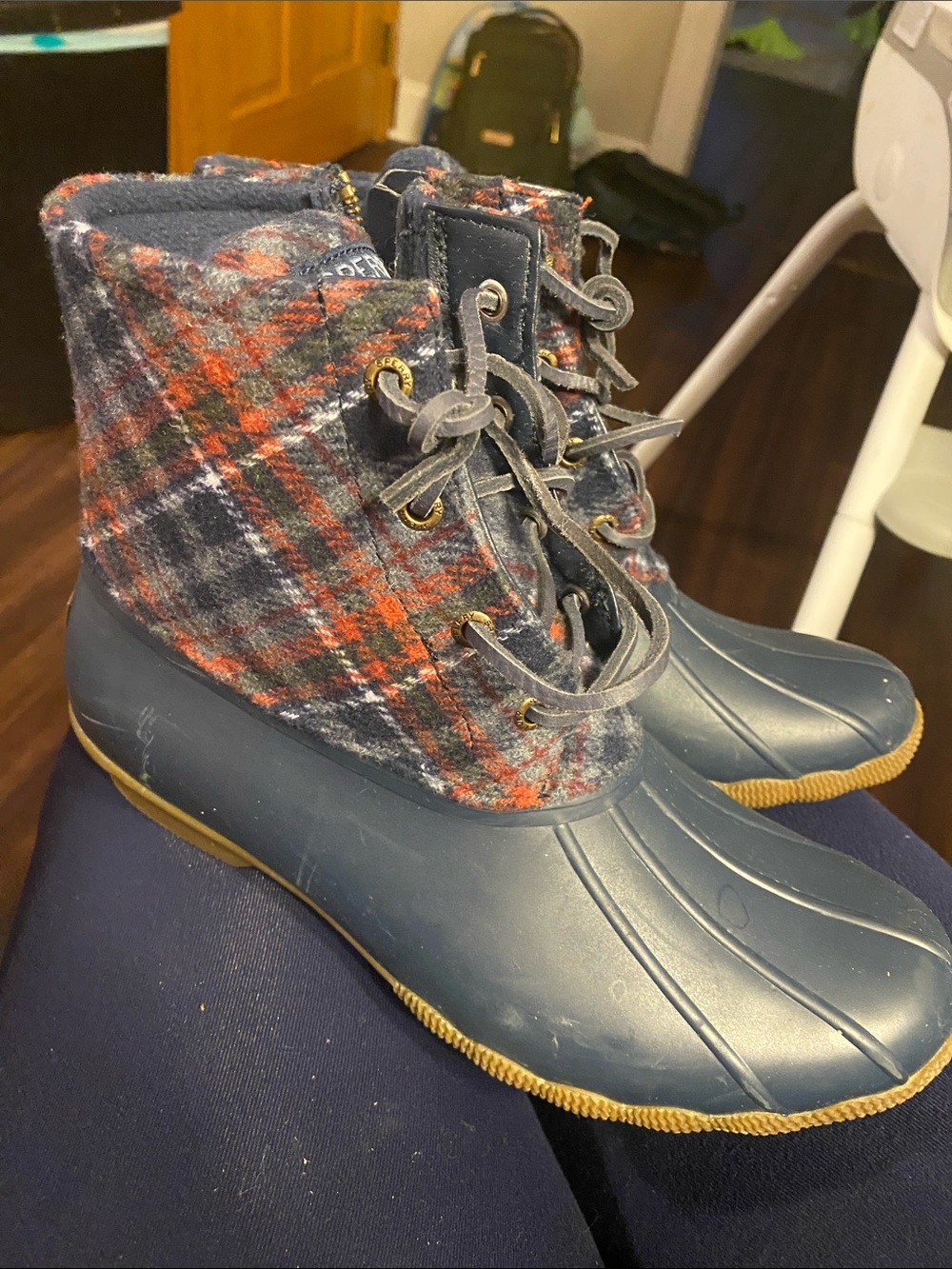 Sperry plaid women’s boots Size 9
